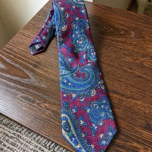 Vintage Robert Talbott for Lee Semon Red Blue Green Paisley Silk Necktie
